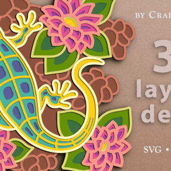 Intra απο ξύλο plywood 3mm-4mm πάχος - Floral Lizard 3D Layered  Cut  Δίασταση 30x20 cm INTRAFABR-63734450 - Image 1