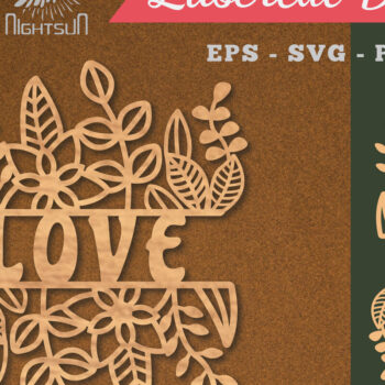 Intra απο ξύλο plywood 3mm-4mm πάχος - Floral Love Cut Laser Decoration 2 Δίασταση 20x20 cm INTRAFABR-113107276 - Image 1