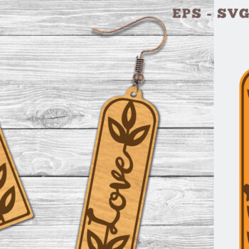 Intra απο ξύλο plywood 3mm-4mm πάχος - Floral Love κομμένα σκουλαρίκια λέιζερ  12 Δίασταση 3x3 cm INTRAFABR-103063440 - Image 1