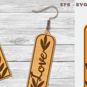 Intra απο ξύλο plywood 3mm-4mm πάχος - Floral Love κομμένα σκουλαρίκια λέιζερ  2 Δίασταση 3x3 cm INTRAFABR-103062842