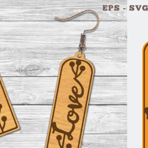 Intra απο ξύλο plywood 3mm-4mm πάχος - Floral Love κομμένα σκουλαρίκια λέιζερ  3 Δίασταση 3x3 cm INTRAFABR-103062887