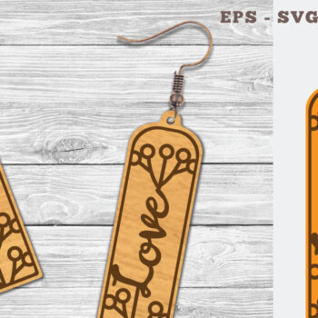 Intra απο ξύλο plywood 3mm-4mm πάχος - Floral Love κομμένα σκουλαρίκια λέιζερ  7 Δίασταση 3x3 cm INTRAFABR-103063181 - Image 1