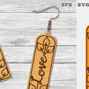 Intra απο ξύλο plywood 3mm-4mm πάχος - Floral Love κομμένα σκουλαρίκια λέιζερ  8 Δίασταση 3x3 cm INTRAFABR-103063232