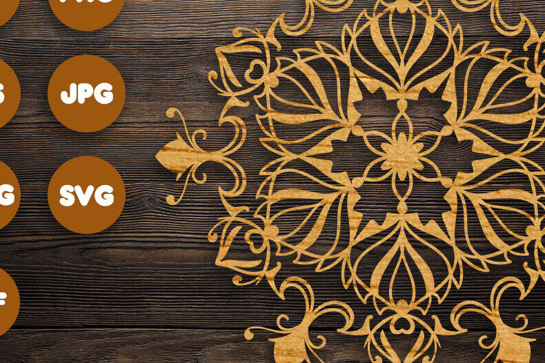 Intra απο ξύλο plywood 3mm-4mm πάχος - Floral Mandala  Αρχεία για Cricut Δίασταση 30x30 cm INTRAFABR-82626903