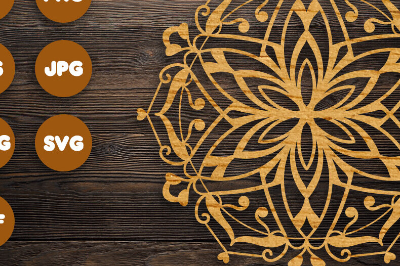 Intra απο ξύλο plywood 3mm-4mm πάχος - Floral Mandala  Αρχεία για Cricut Δίασταση 30x30 cm INTRAFABR-82626888