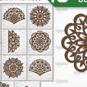 Intra απο ξύλο plywood 3mm-4mm πάχος - Πακέτο κοπής με λέιζερ τοίχου με λουλούδια Mandala Δίασταση 30x30 cm INTRAFABR-103294700