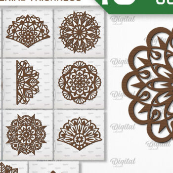 Intra απο ξύλο plywood 3mm-4mm πάχος - Πακέτο κοπής με λέιζερ τοίχου με λουλούδια Mandala Δίασταση 30x30 cm INTRAFABR-103294700 - Image 1