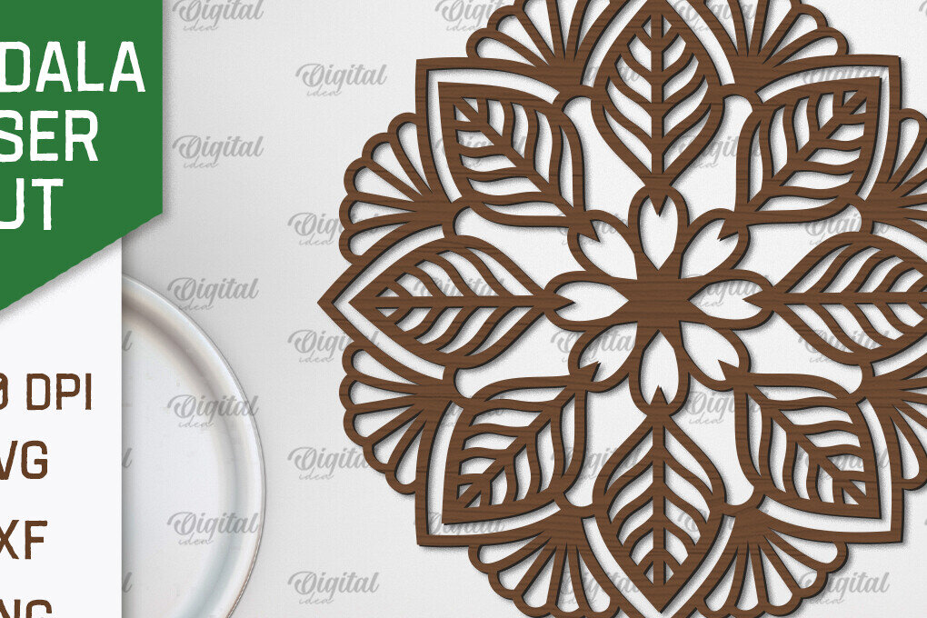 Intra απο ξύλο plywood 3mm-4mm πάχος - Floral σχέδιο τοίχου Mandala με  Δίασταση 30x30 cm INTRAFABR-103247420