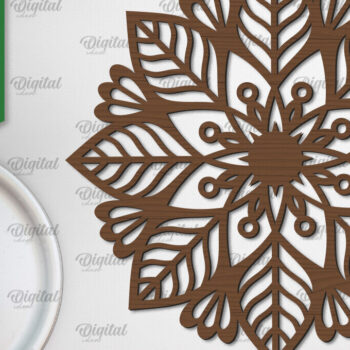 Intra απο ξύλο plywood 3mm-4mm πάχος - Floral σχέδιο τοίχου Mandala με  Δίασταση 30x30 cm INTRAFABR-103247144 - Image 1