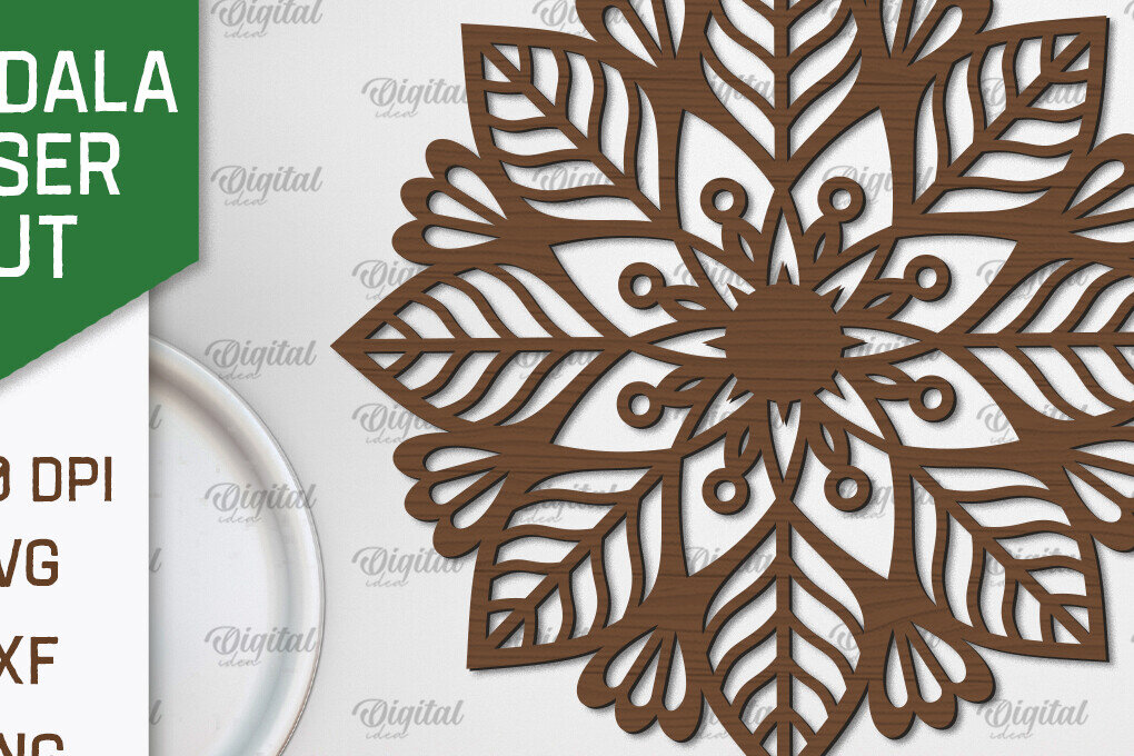 Intra απο ξύλο plywood 3mm-4mm πάχος - Floral σχέδιο τοίχου Mandala με  Δίασταση 30x30 cm INTRAFABR-103247144