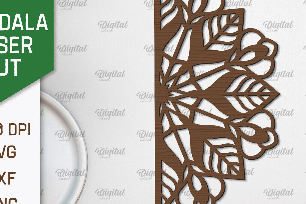 Intra απο ξύλο plywood 3mm-4mm πάχος - Floral σχέδιο τοίχου Mandala με  Δίασταση 30x30 cm INTRAFABR-103247302