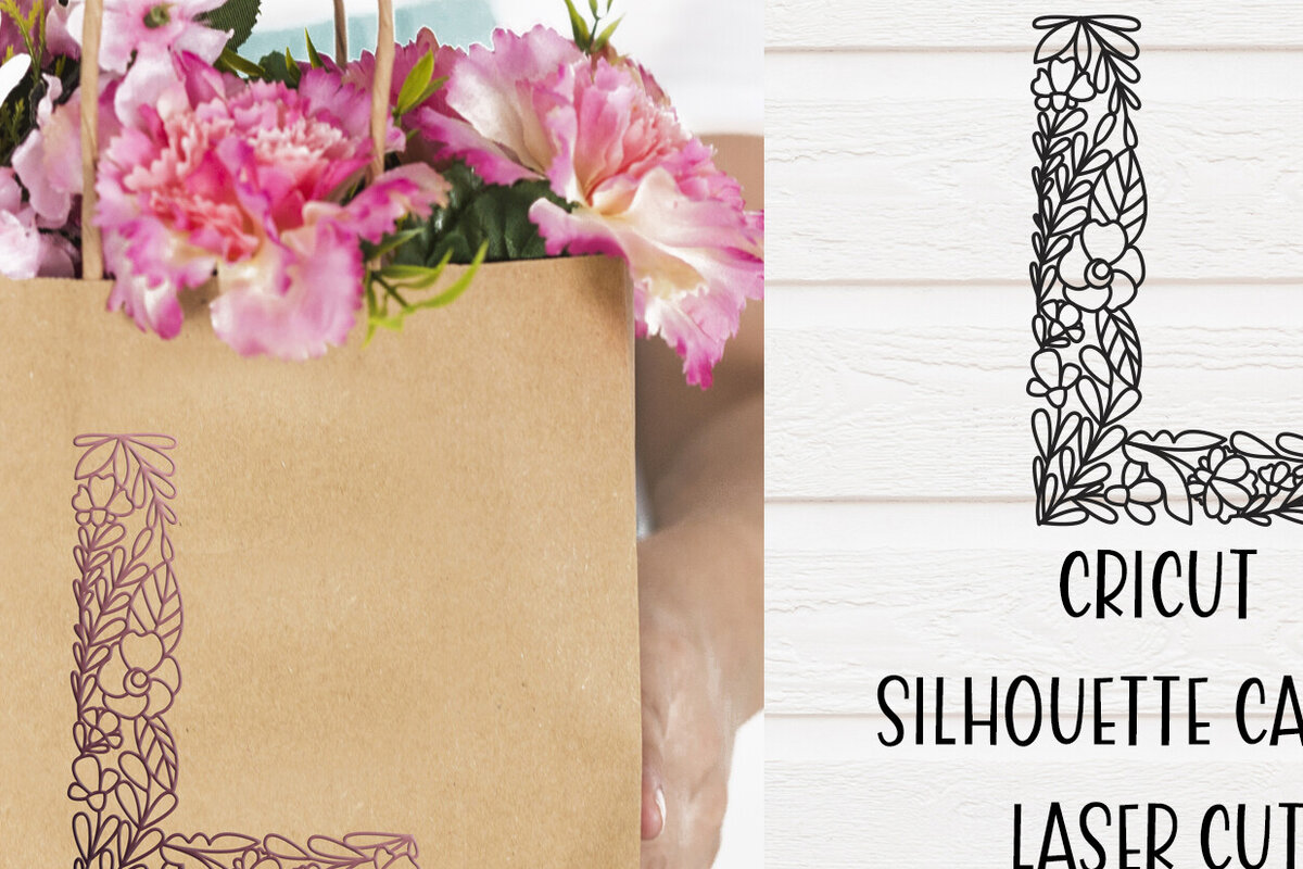 Intra απο ξύλο plywood 3mm-4mm πάχος - Μονόγραμμα λουλουδιών L Δίασταση 20x20 cm INTRAFABR-77397997