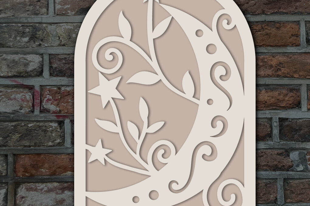 Intra απο ξύλο plywood 3mm-4mm πάχος - Floral Moon and Stars Layered  Δίασταση 20x20 cm INTRAFABR-120235651