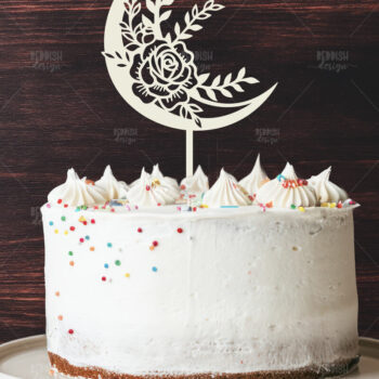 Intra απο ξύλο plywood 3mm-4mm πάχος - Floral Moon Cake Topper  Δίασταση 20x20 cm INTRAFABR-119249380 - Image 1