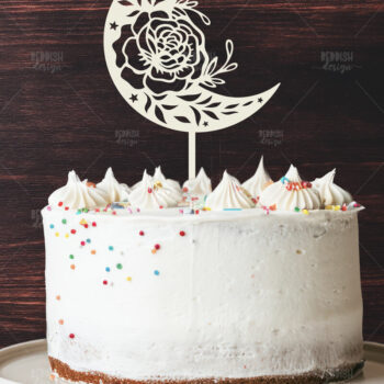 Intra απο ξύλο plywood 3mm-4mm πάχος - Floral Moon Cake Topper  Δίασταση 20x20 cm INTRAFABR-119249385 - Image 1