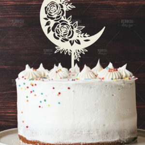 Intra απο ξύλο plywood 3mm-4mm πάχος - Floral Moon Cake Topper  Δίασταση 20x20 cm INTRAFABR-119249400