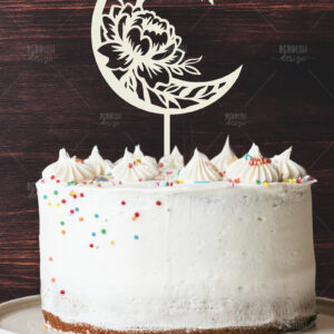 Intra απο ξύλο plywood 3mm-4mm πάχος - Floral Moon Cake Topper  I Δίασταση 20x20 cm INTRAFABR-119249356