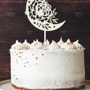 Intra απο ξύλο plywood 3mm-4mm πάχος - Floral Moon Cake Topper  Δίασταση 20x20 cm INTRAFABR-119249367