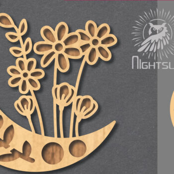 Intra απο ξύλο plywood 3mm-4mm πάχος - Floral Moon Cut Laser Decoration 2 Δίασταση 20x20 cm INTRAFABR-121964006 - Image 1