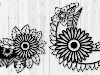 Intra απο ξύλο plywood 3mm-4mm πάχος - Floral Moon Laser Cut  Δίασταση 20x25 cm INTRAFABR-37306752 - Image 1