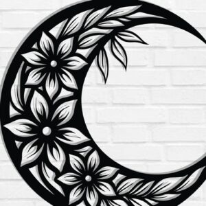 Intra απο ξύλο plywood 3mm-4mm πάχος -  με λέιζερ τοίχου Floral Moon Δίασταση 40x50 cm INTRAFABR-118875357