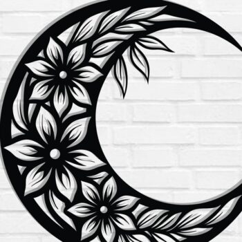 Intra απο ξύλο plywood 3mm-4mm πάχος -  με λέιζερ τοίχου Floral Moon Δίασταση 40x50 cm INTRAFABR-118875357 - Image 1