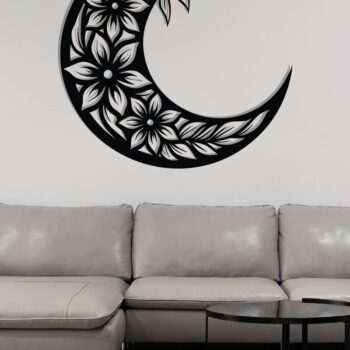 Intra απο ξύλο plywood 3mm-4mm πάχος -  με λέιζερ τοίχου Floral Moon Δίασταση 40x50 cm INTRAFABR-118875357 - Image 3