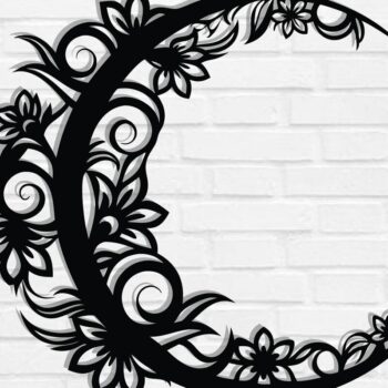 Intra απο ξύλο plywood 3mm-4mm πάχος - Floral Moon Wall Art Laser Cut  Δίασταση 40x50 cm INTRAFABR-119465901 - Image 1