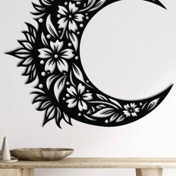 Intra απο ξύλο plywood 3mm-4mm πάχος - Floral Moon Wall Art Laser Cut  Δίασταση 40x50 cm INTRAFABR-119465927 - Image 2