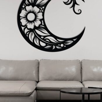 Intra απο ξύλο plywood 3mm-4mm πάχος - Floral Moon Wall Art Laser Cut  Δίασταση 40x50 cm INTRAFABR-119465970 - Image 3