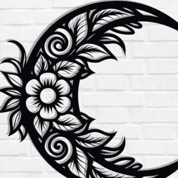 Intra απο ξύλο plywood 3mm-4mm πάχος - Floral Moon Wall Art Laser Cut  Δίασταση 40x50 cm INTRAFABR-119466010 - Image 1