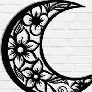 Intra απο ξύλο plywood 3mm-4mm πάχος - Floral Moon Wall Art Laser Cut  Δίασταση 40x50 cm INTRAFABR-118875310
