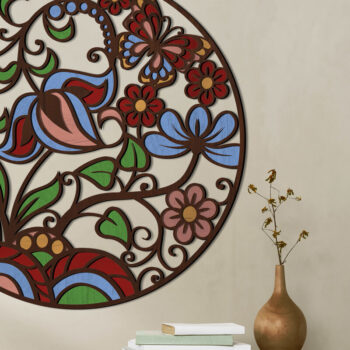 Intra απο ξύλο plywood 3mm-4mm πάχος - Floral Πολυστρωματική Διακόσμηση Δίασταση 15x15 cm INTRAFABR-74257163 - Image 1