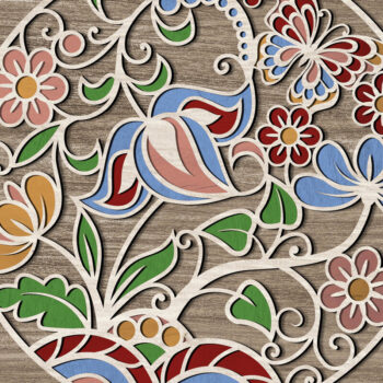 Intra απο ξύλο plywood 3mm-4mm πάχος - Floral Πολυστρωματική Διακόσμηση Δίασταση 15x15 cm INTRAFABR-74257163 - Image 3