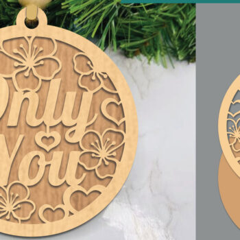 Intra απο ξύλο plywood 3mm-4mm πάχος - Floral Only You Στολίδι Laser Cut  Δίασταση 6x6 cm INTRAFABR-109410471 - Image 1