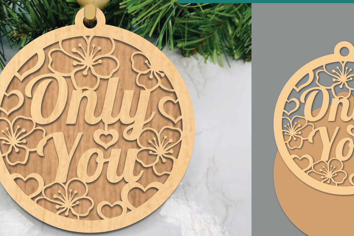 Intra απο ξύλο plywood 3mm-4mm πάχος - Floral Only You Στολίδι Laser Cut  Δίασταση 6x6 cm INTRAFABR-109410471