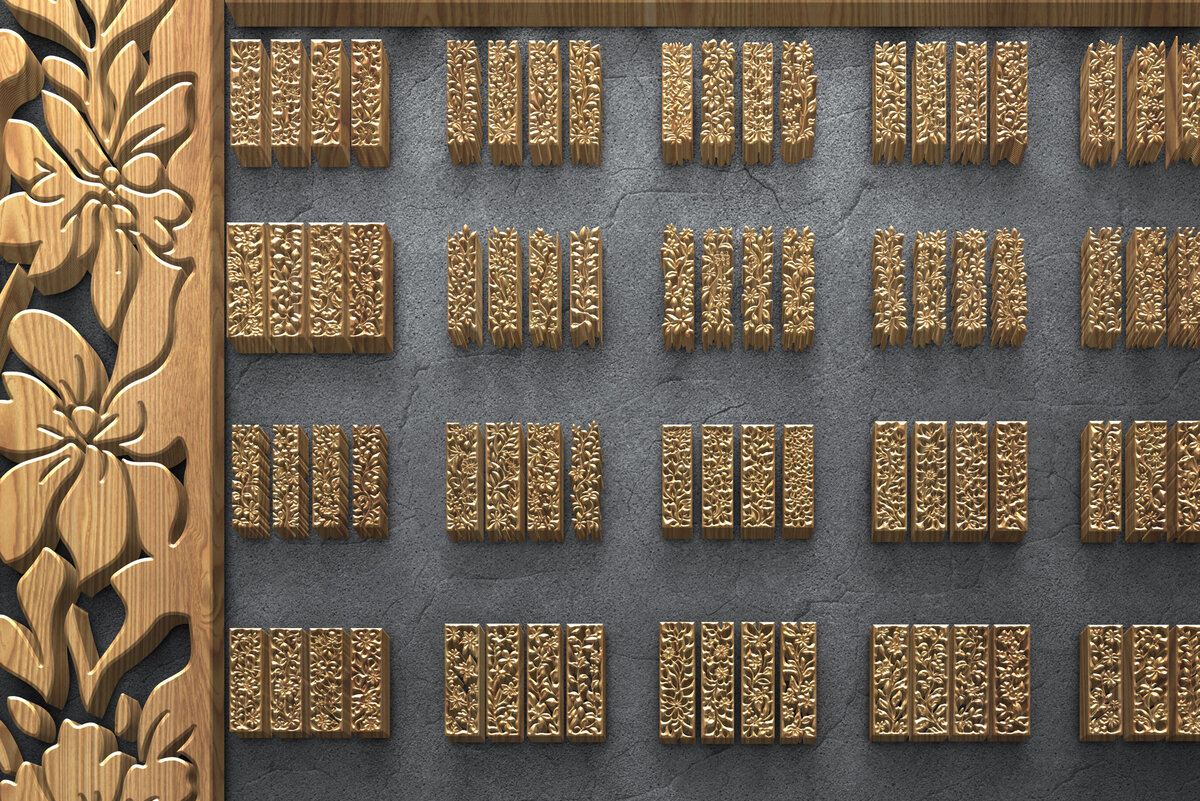 Intra απο ξύλο plywood 3mm-4mm πάχος - Πακέτο κοπής με λέιζερ Floral Panel Δίασταση 3200x7200 cm INTRAFABR-125333756