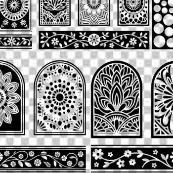 Intra απο ξύλο plywood 3mm-4mm πάχος - Στένσιλ νυχιών με λουλουδάτο σχέδιο με λέιζερ Δίασταση 4x4 cm INTRAFABR-125160242 - Image 2