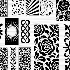 Intra απο ξύλο plywood 3mm-4mm πάχος - Στένσιλ νυχιών με λουλουδάτο σχέδιο με λέιζερ Δίασταση 4x4 cm INTRAFABR-125162645