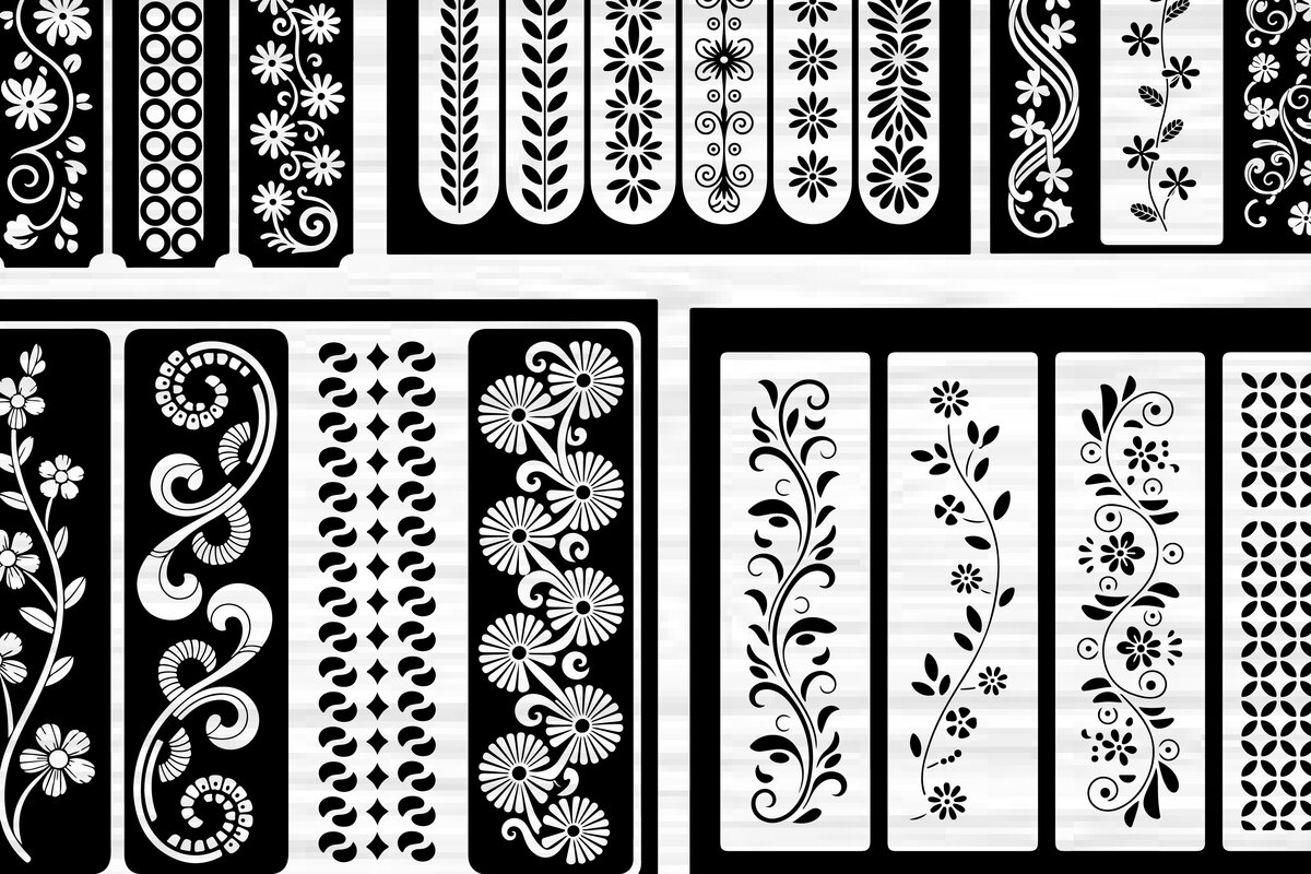 Intra απο ξύλο plywood 3mm-4mm πάχος - Στένσιλ νυχιών με λουλουδάτο σχέδιο με λέιζερ Δίασταση 4x4 cm INTRAFABR-125154205