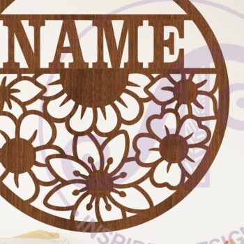 Intra απο ξύλο plywood 3mm-4mm πάχος - Floral μοτίβο με όνομα τοίχου σημάδι ή κάρτα Δίασταση 30x20 cm INTRAFABR-119989711 - Image 2