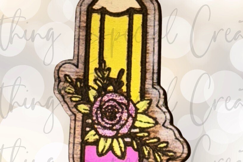 Intra απο ξύλο plywood 3mm-4mm πάχος - Σκουλαρίκια με μολύβι Floral Δίασταση 3x3 cm INTRAFABR-93907591