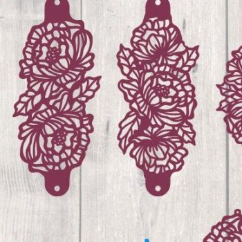 Intra απο ξύλο plywood 3mm-4mm πάχος - Δερμάτινο βραχιόλι με φλοράλ παιώνιες Cut Δίασταση 3x3 cm INTRAFABR-36900521 - Image 2