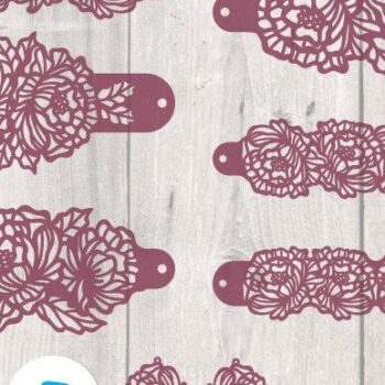 Intra απο ξύλο plywood 3mm-4mm πάχος - Δερμάτινο βραχιόλι με φλοράλ παιώνιες Cut Δίασταση 3x3 cm INTRAFABR-36900521 - Image 3