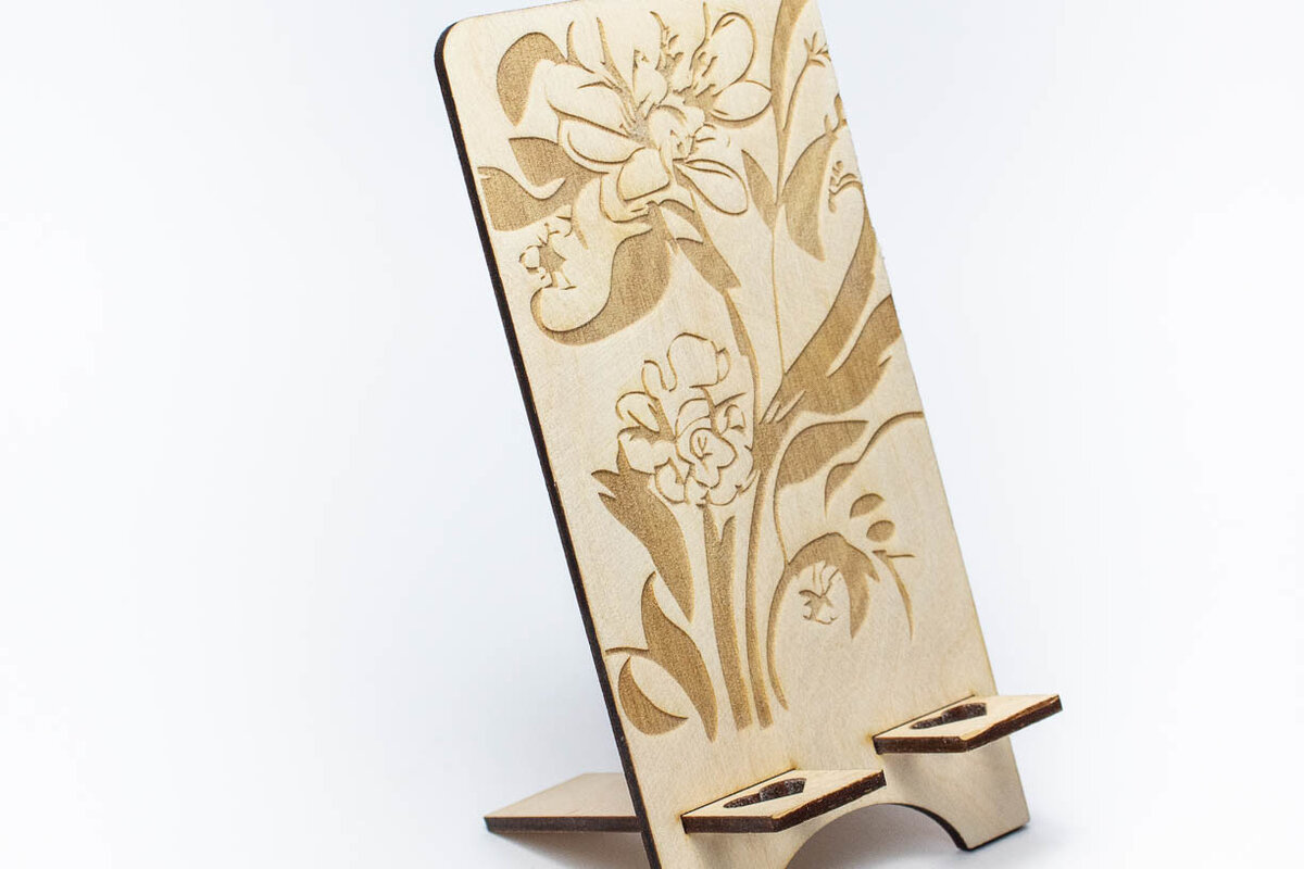 Intra απο ξύλο plywood 3mm-4mm πάχος - Floral Τηλεφωνική βάση Δίασταση 6x6 cm INTRAFABR-66194858