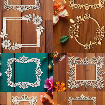 Intra απο ξύλο plywood 3mm-4mm πάχος - Floral Κορνίζα φωτογραφιών Πακέτο Cut Laser Δίασταση 20x25 cm INTRAFABR-118466807 - Image 1