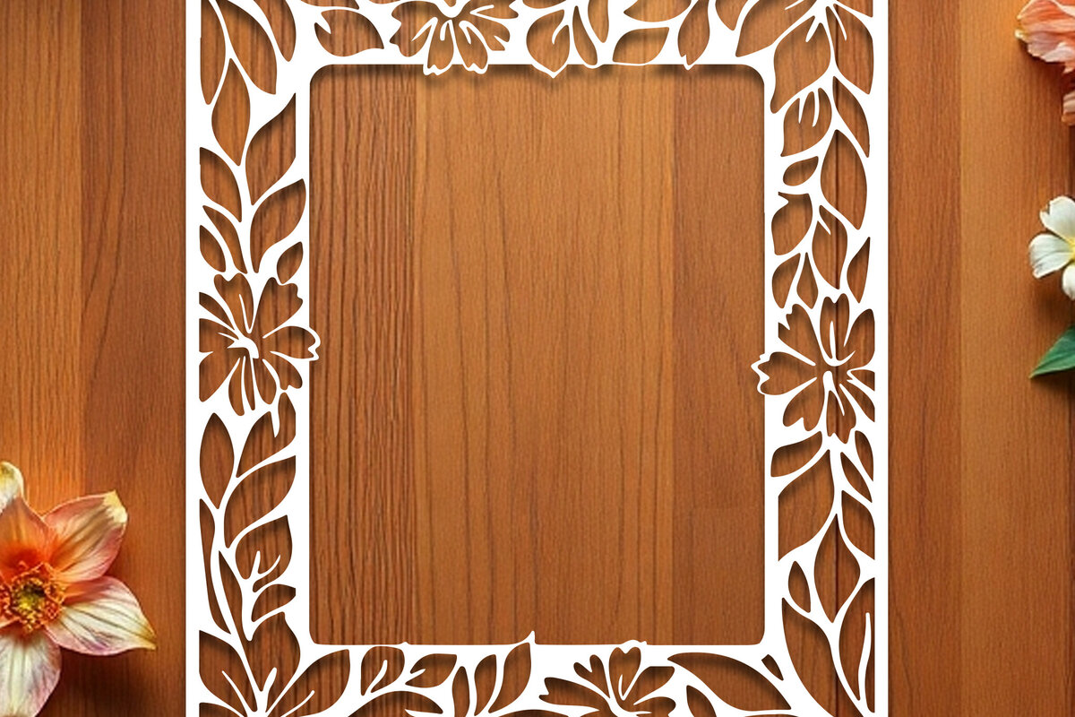 Intra απο ξύλο plywood 3mm-4mm πάχος - Floral Κορνίζα Paper-Cut  Δίασταση 20x25 cm INTRAFABR-117079895