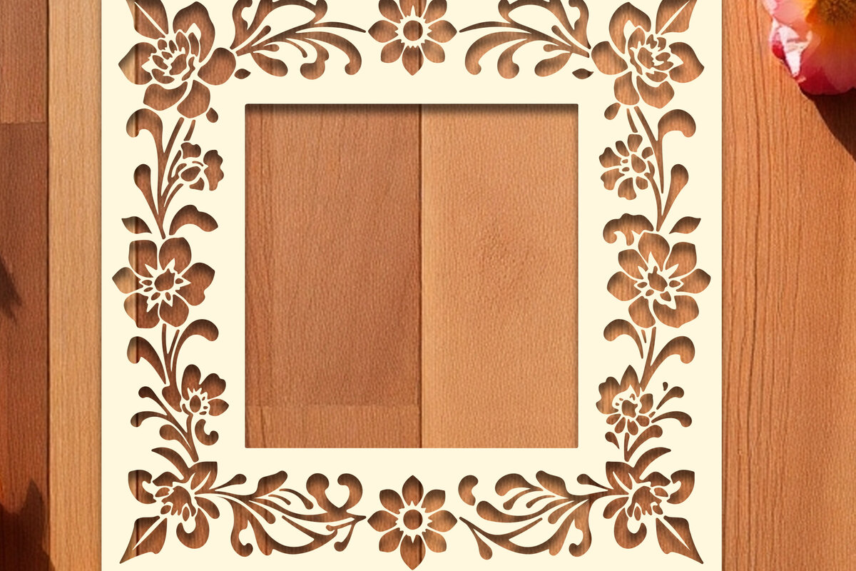 Intra απο ξύλο plywood 3mm-4mm πάχος - Floral Κορνίζα Paper-Cut  Δίασταση 20x25 cm INTRAFABR-117079902