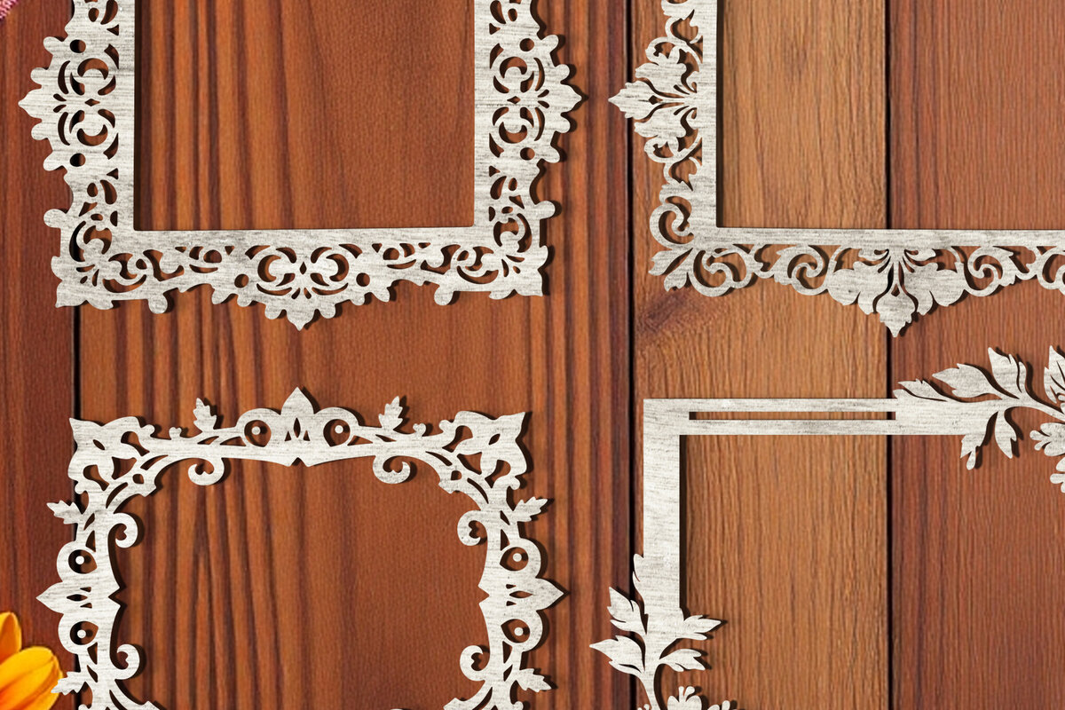 Intra απο ξύλο plywood 3mm-4mm πάχος - Πακέτο  με φλοράλ κορνίζα Δίασταση 20x25 cm INTRAFABR-118398055