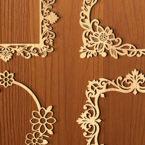 Intra απο ξύλο plywood 3mm-4mm πάχος - Πακέτο  με φλοράλ κορνίζα Δίασταση 20x25 cm INTRAFABR-118398061